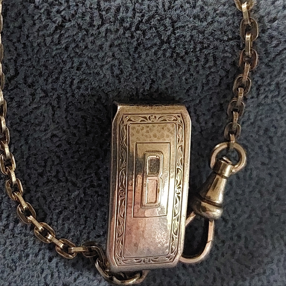Hickok Silver Front Beltogram Watch Chain Vintage Estate Jewelry